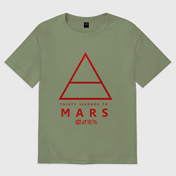 Футболка оверсайз мужская 30 Seconds to Mars рок, цвет: авокадо