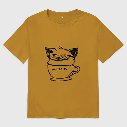 Мужская футболка оверсайз Курсэд Кэтс двадцать семь / Горчичный – фото 1