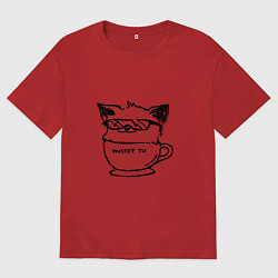 Футболка оверсайз мужская Курсэд Кэтс двадцать семь, цвет: красный