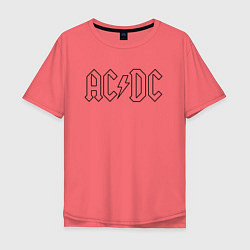 Футболка оверсайз мужская ACDC Logo Молния, цвет: коралловый