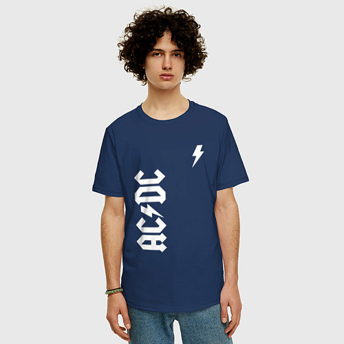Мужская футболка оверсайз ACDC: Молния / Тёмно-синий – фото 3