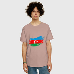 Футболка оверсайз мужская Флаг - Азербайджан, цвет: пыльно-розовый — фото 2