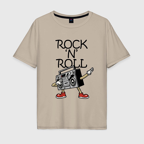 Мужская футболка оверсайз Rock n Roll dab / Миндальный – фото 1