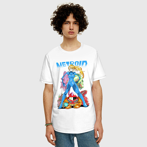 Мужская футболка оверсайз Metroid Dread: Самус Аран / Белый – фото 3