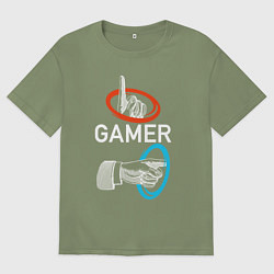 Футболка оверсайз мужская Геймер Портал, цвет: авокадо