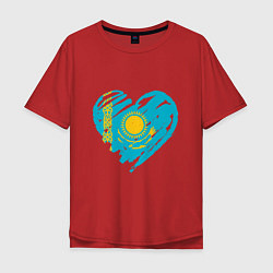 Футболка оверсайз мужская Kazakhstan Heart, цвет: красный