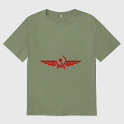 Футболка оверсайз мужская Серп и молот в виде орла, цвет: авокадо