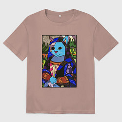 Футболка оверсайз мужская Ромеро Бритто Mona Cat, цвет: пыльно-розовый