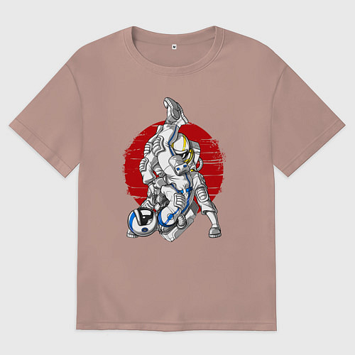 Мужская футболка оверсайз Боевые искусства космонавтов / Пыльно-розовый – фото 1