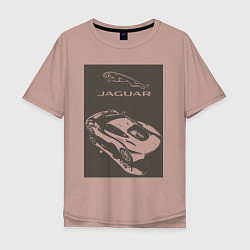 Футболка оверсайз мужская Jaguar - этим всё сказано!, цвет: пыльно-розовый