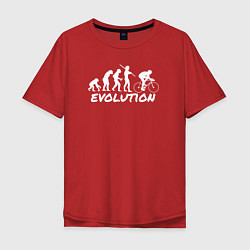 Футболка оверсайз мужская Эволюция велосипедиста, цвет: красный