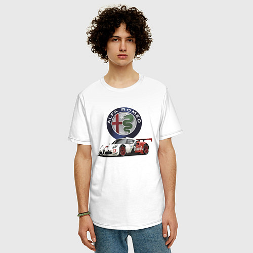 Мужская футболка оверсайз Alfa Romeo - motorsport / Белый – фото 3