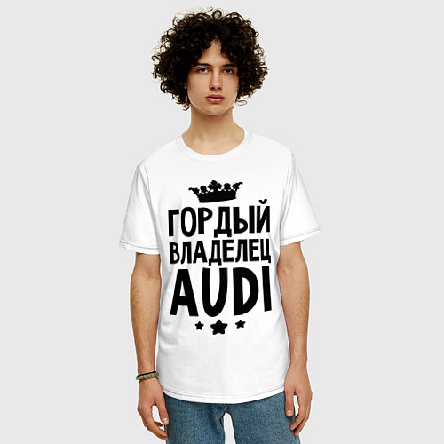 Мужская футболка оверсайз Гордый владелец Audi / Белый – фото 3