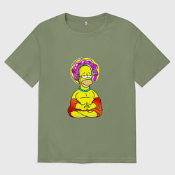 Футболка оверсайз мужская Гомер - бог пончиков, цвет: авокадо