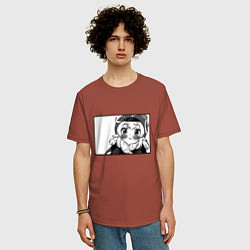 Футболка оверсайз мужская Кли глазки ангела Геншин Импакт, цвет: кирпичный — фото 2