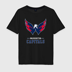 Футболка оверсайз мужская Вашингтон Кэпиталз , Washington Capitals, цвет: черный