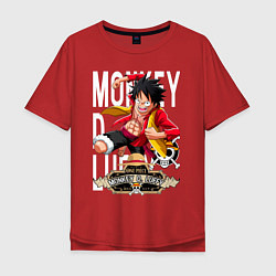 Футболка оверсайз мужская One Piece Monkey Большой Куш Манки, цвет: красный