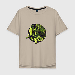 Футболка оверсайз мужская Снейк в джунглях, цвет: миндальный
