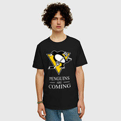 Футболка оверсайз мужская Penguins are coming, Pittsburgh Penguins, Питтсбур, цвет: черный — фото 2