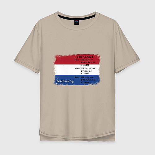 Мужская футболка оверсайз Для дизайнера Флаг Нидерландов / Миндальный – фото 1