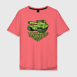 Футболка оверсайз мужская Tank battle, цвет: коралловый