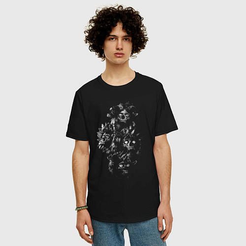 Мужская футболка оверсайз Цветы смерти / Черный – фото 3
