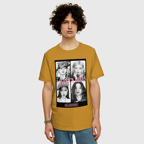 Мужская футболка оверсайз Blackpink K-pop / Горчичный – фото 3