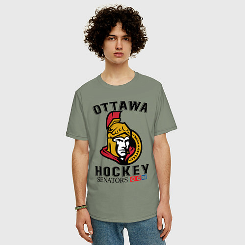 Мужская футболка оверсайз OTTAWA SENATORS ОТТАВА СЕНАТОРЗ / Авокадо – фото 3