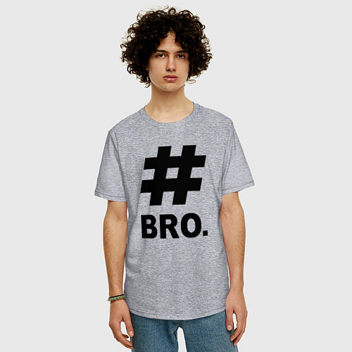 Мужская футболка оверсайз BRO - брат / Меланж – фото 3