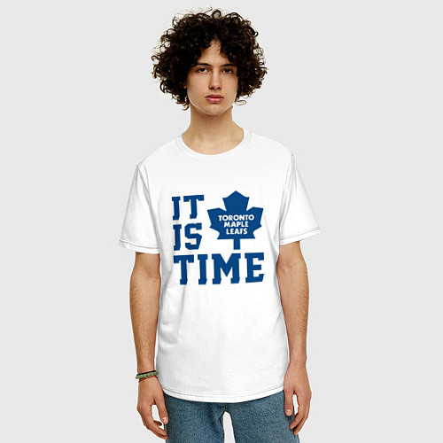 Мужская футболка оверсайз It is Toronto Maple Leafs Time, Торонто Мейпл Лифс / Белый – фото 3