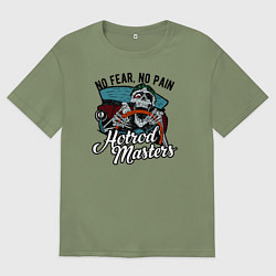 Футболка оверсайз мужская Одноглазый скелетон водитель, цвет: авокадо