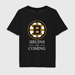 Футболка оверсайз мужская Boston are coming, Бостон Брюинз, Boston Bruins, цвет: черный