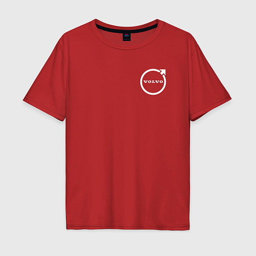 Мужская футболка оверсайз VOLVO белый логотип / Красный – фото 1