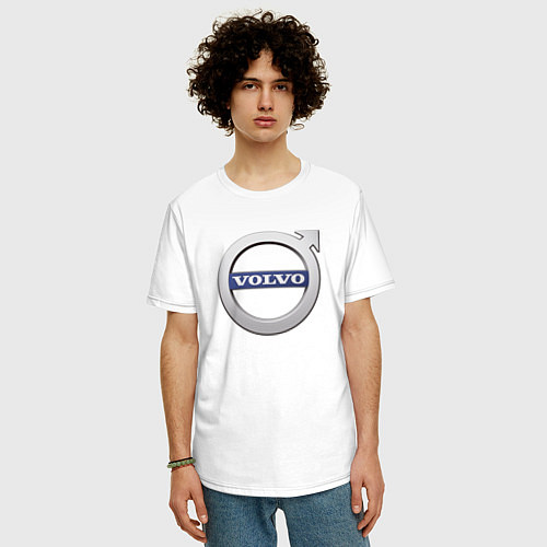 Мужская футболка оверсайз VOLVO лого / Белый – фото 3