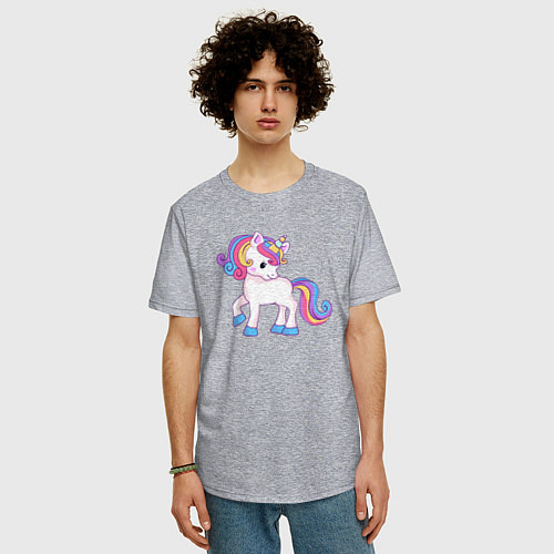 Мужская футболка оверсайз Единорог unicorn / Меланж – фото 3