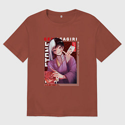 Футболка оверсайз мужская Доктор Стоун Dr Stone, Гэн Асагири, цвет: кирпичный