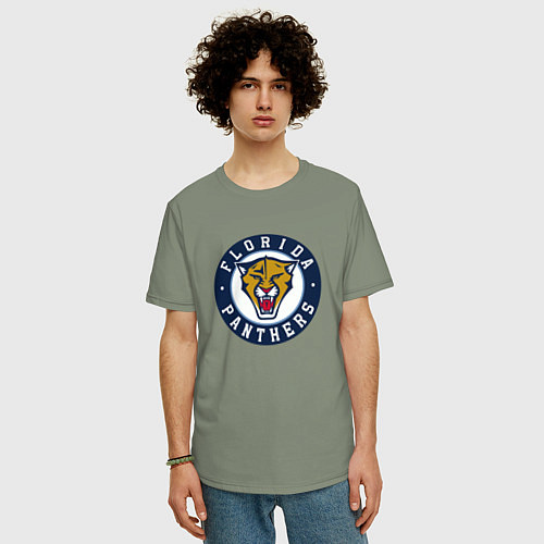 Мужская футболка оверсайз Florida Panthers Флорида Пантерз Логотип / Авокадо – фото 3