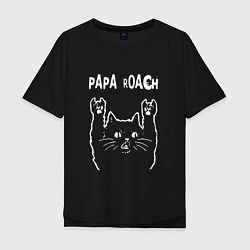 Футболка оверсайз мужская Papa Roach Рок кот, цвет: черный