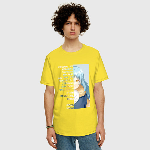 Мужская футболка оверсайз О моём перерождении в слизь, Римуру Темпест цитата / Желтый – фото 3