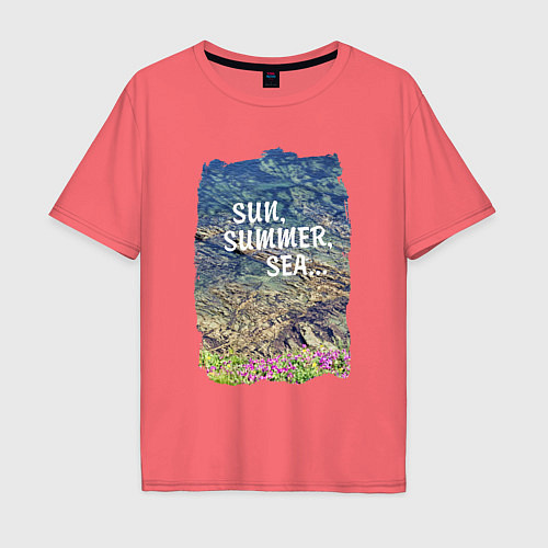 Мужская футболка оверсайз Солнце, лето, море / Коралловый – фото 1