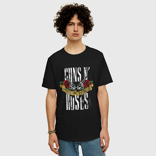 Мужская футболка оверсайз Guns N Roses Рок группа / Черный – фото 3