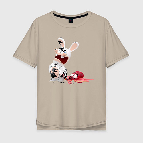 Мужская футболка оверсайз Бешеный кролик и осьминог / Миндальный – фото 1
