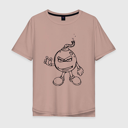 Мужская футболка оверсайз Бомба Бум / Пыльно-розовый – фото 1