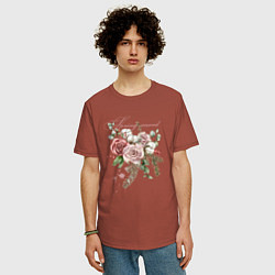 Футболка оверсайз мужская Spring mood Flower, цвет: кирпичный — фото 2