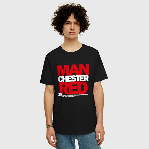 Мужская футболка оверсайз MANCHESTER UNITED RED Манчестер Юнайтед / Черный – фото 3