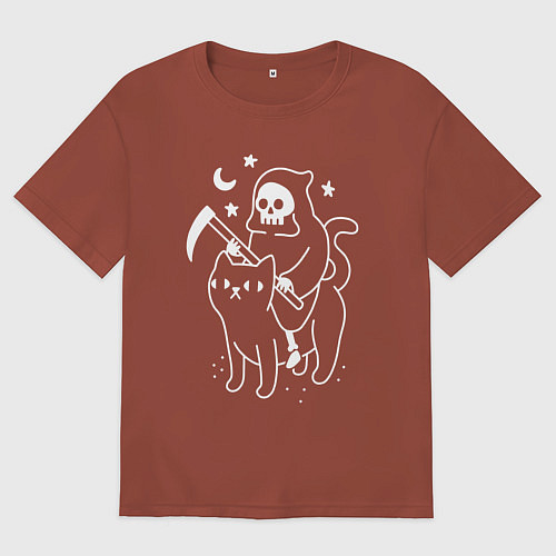 Мужская футболка оверсайз ВСАДНИК КОТОПОКАЛИПСИСА / Кирпичный – фото 1