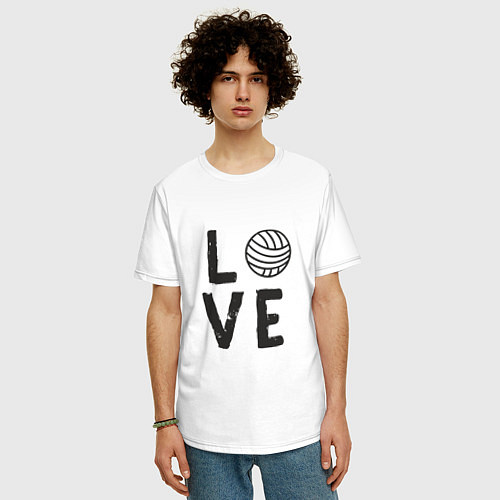 Мужская футболка оверсайз Volleyball - Love / Белый – фото 3
