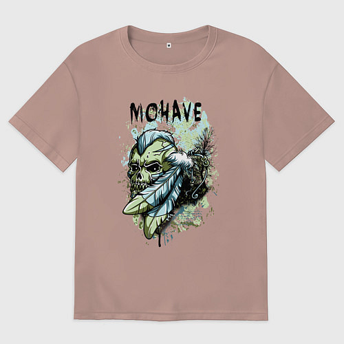 Мужская футболка оверсайз Череп с ирокезом / Пыльно-розовый – фото 1