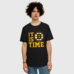 Футболка оверсайз мужская It Is Boston Bruins Time, Бостон Брюинз, цвет: черный — фото 2