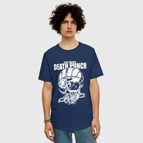 Мужская футболка оверсайз Five Finger Death Punch Groove metal / Тёмно-синий – фото 3